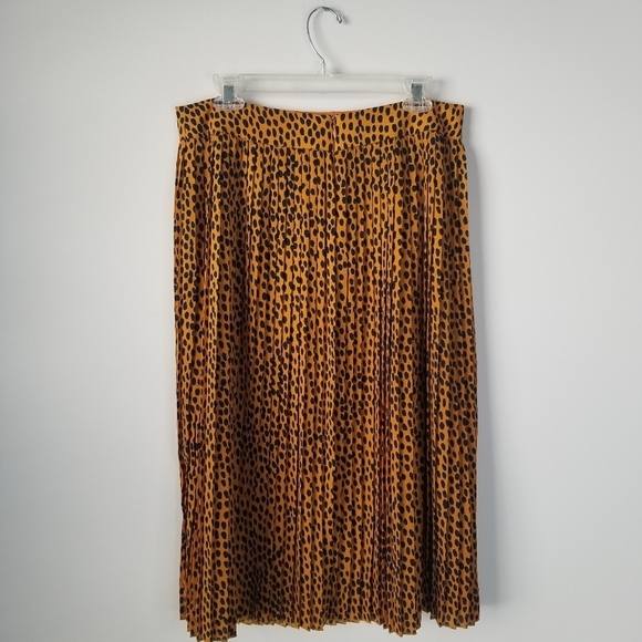 J. Crew Cheetah Print Pleated Flowy Chiffon Midi Skirt Size 12 - Picture 12 of 13